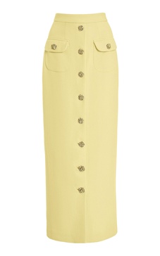 Exclusive Dakota Button-Detailed Wool Crepe Maxi Skirt