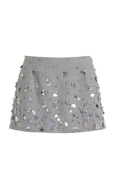 Larissa Embellished Wool Mini Skirt