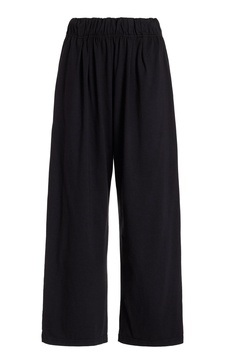 Penny Pleated Cotton-Modal Straight-Leg Pants