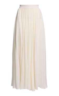  Pleated Silk Maxi Skirt