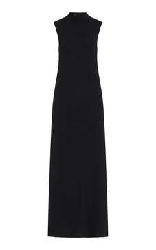 Lauren Sleeveless Jersey Turtleneck Maxi Dress