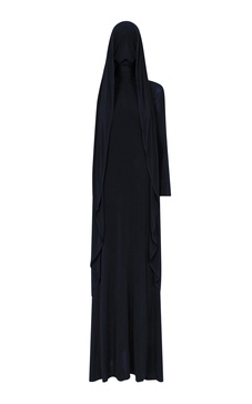 Hood-Detailed One-Shoulder Jersey Maxi Dress