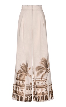 Chavitos Pleated Linen Wide-Leg Pants