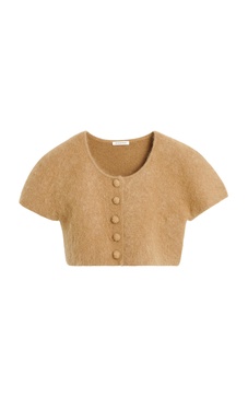 Zhara Brushed Mohair-Blend Crop Top