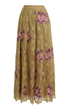 Embroidered Macrame Maxi Skirt