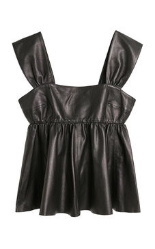 Marcie Sleeveless Leather Babydoll Top