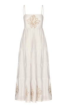 La Catedral Embroidered Linen Maxi Dress