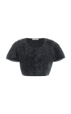 Zhara Brushed Mohair-Blend Crop Top