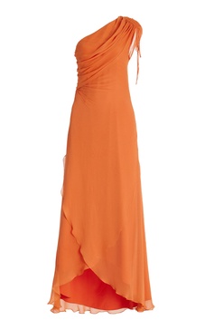 Copitas Asymmetric Silk Chiffon Maxi Dress