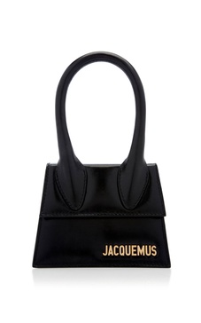 JACQUEMUS Chic Top-Handle Leather Handbag for Women in Black