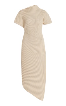 Chrysta Asymmetric Ribbed-Knit Cotton Dress