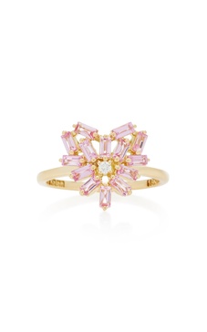 Heart-Shaped 18K Gold and Pink Sapphire Ring