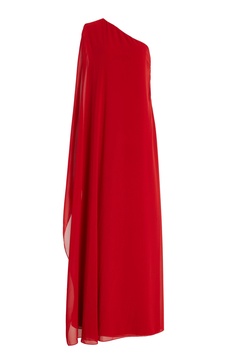 Asymmetric Georgette Maxi Cape Dress