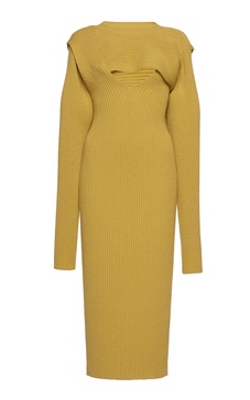 Ribbed Knit Cutout Midi Dress