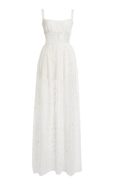 Embroidered Tulle Maxi Dress