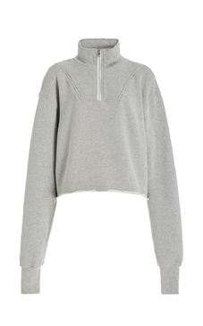 Haley Cropped Half-Zip Cotton Sweatshirt