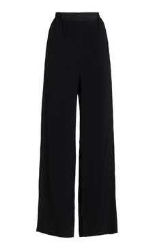 High-Rise Pleated Satin Wide-Leg Pants