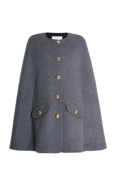 Button-Front Wool And Cashmere-Blend Cape Coat