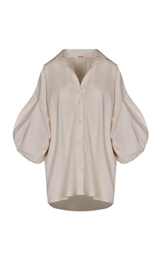 Flechada Puff Sleeve Stretch-Cotton Shirt