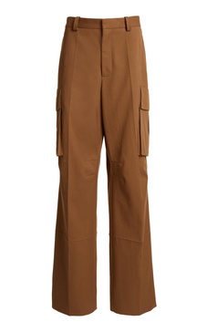 Mid-Rise Cotton Wide-Leg Cargo Pants