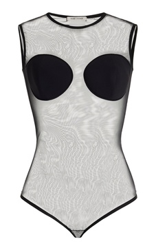 Cup-Detailed Mesh Bodysuit