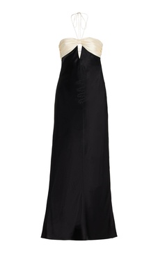 Áine Bow-Detailed Cutout Satin Maxi Dress