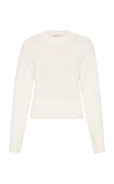 Ribbed-Trim Cotton-Blend Sweater