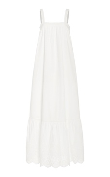 Louisa Tie-Detailed Broderie Anglaise Cotton Maxi Dress