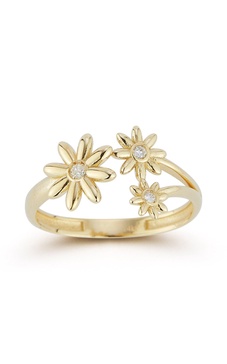 14k gold & diamond triple daisy ring