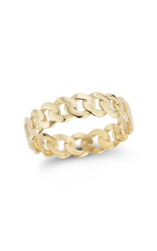 14k gold curb link band ring