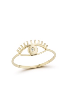 14k gold & diamond evil eye ring