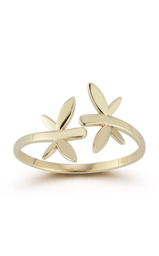 14k gold dragonfly bypass ring