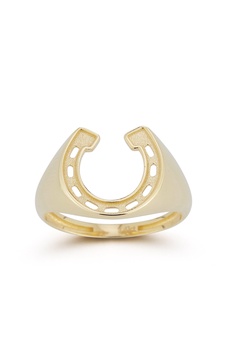 14k gold horse shoe signet ring