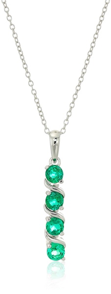 Amazon Essentials Womens Sterling Silver Created Gemstones Four Stone Pendant Necklace (previously Amazon Collection)