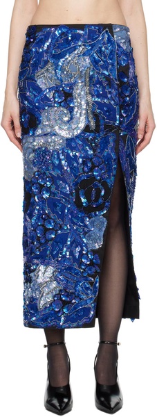 Blue Sequin Maxi Skirt