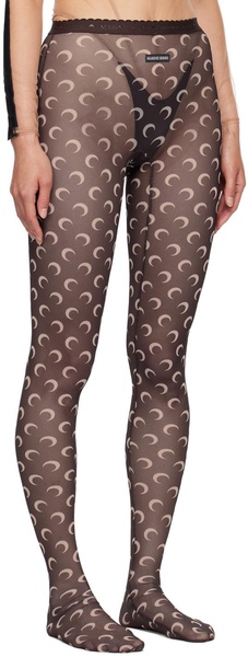 Brown Moon Printed Mesh Tights