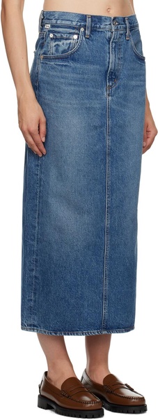 Blue Peri Denim Midi Skirt