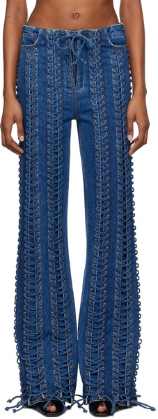 Blue 'The Lace-Up' Jeans