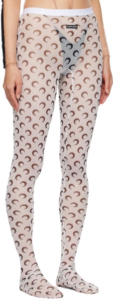 White Moon Printed Mesh Tights