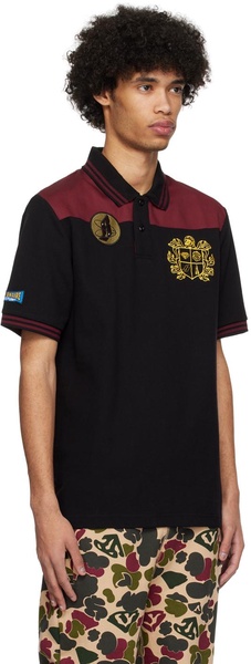 Black & Burgundy Paneled Polo