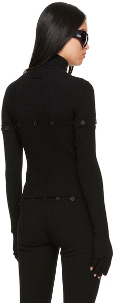 Black Button Turtleneck