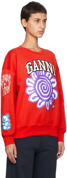 Ganni Floral Printed Crewneck Sweatshirt