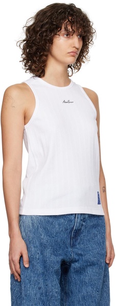 White Embroidered Tank Top