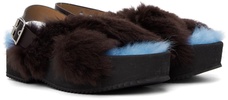 Blue & Black Furry Sandals