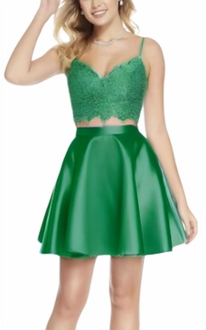 2 piece mikado mini dress in emerald green