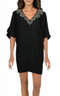 sleeved cocktail dress in black