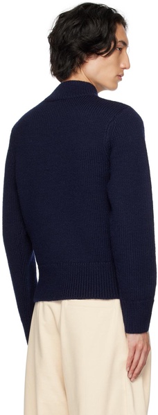 Navy Embroidered Turtleneck