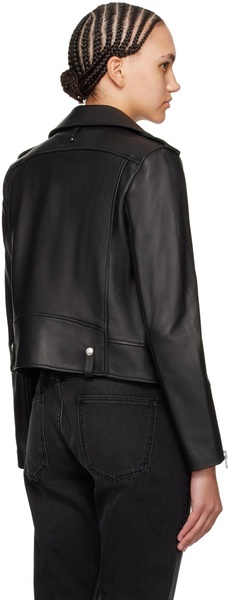 Black Baya Leather Biker Jacket