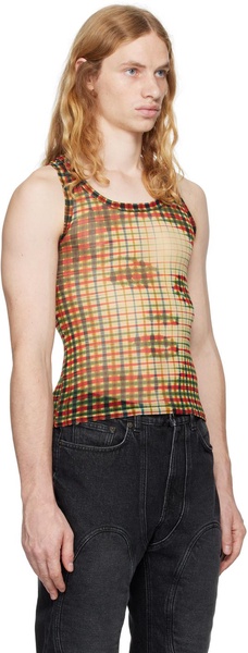 Yellow & Red 'The Tartan Face' Tank Top