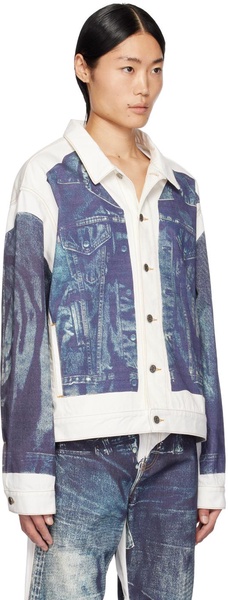 White & Blue Trompe L'oeil Denim Jacket